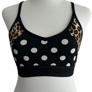 Pink Victoria's Secret Polka Dot Animal Print Sports Bra (S)